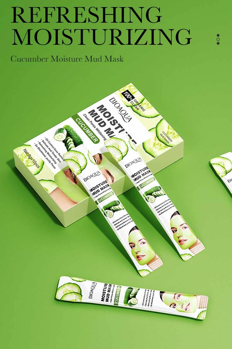 Bioaqua Cucumber Moisturizing Facial Mud Mask - 10 pcs