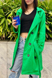 RSG Women's Fleece Long Trench Coat Women's Jacket Rooshani Enterprises Green S 