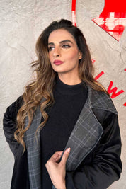 East West Women's Plaid Lined Wrap Coat