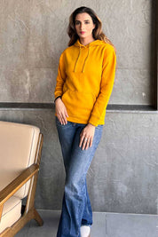 Women's Mustard Fleece Pullover Hoodie