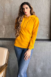 Women's Mustard Fleece Pullover Hoodie