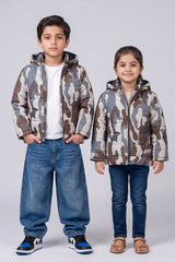 Kid's Camo Hooded Puffer Jacket