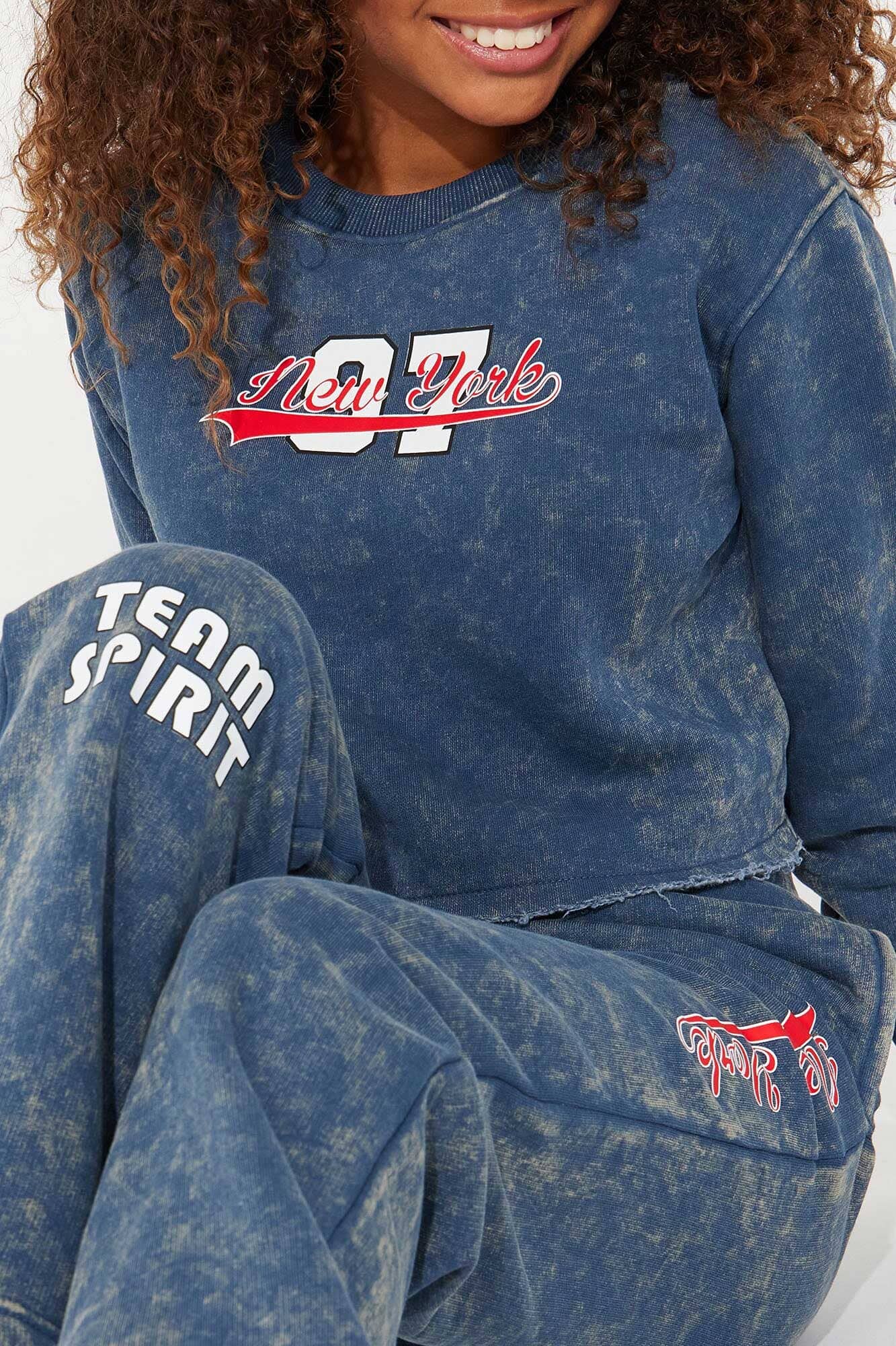 NK Girl's Acid Wash Crop Top Sweatshirt