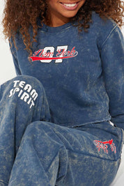 NK Girl's Acid Wash Crop Top Sweatshirt
