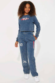NK Girl's Acid Wash Crop Top Sweatshirt