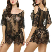 Women's Temptation Suspenders Mesh Lace Nightgown Women's Lingerie Sunshine China Black S 