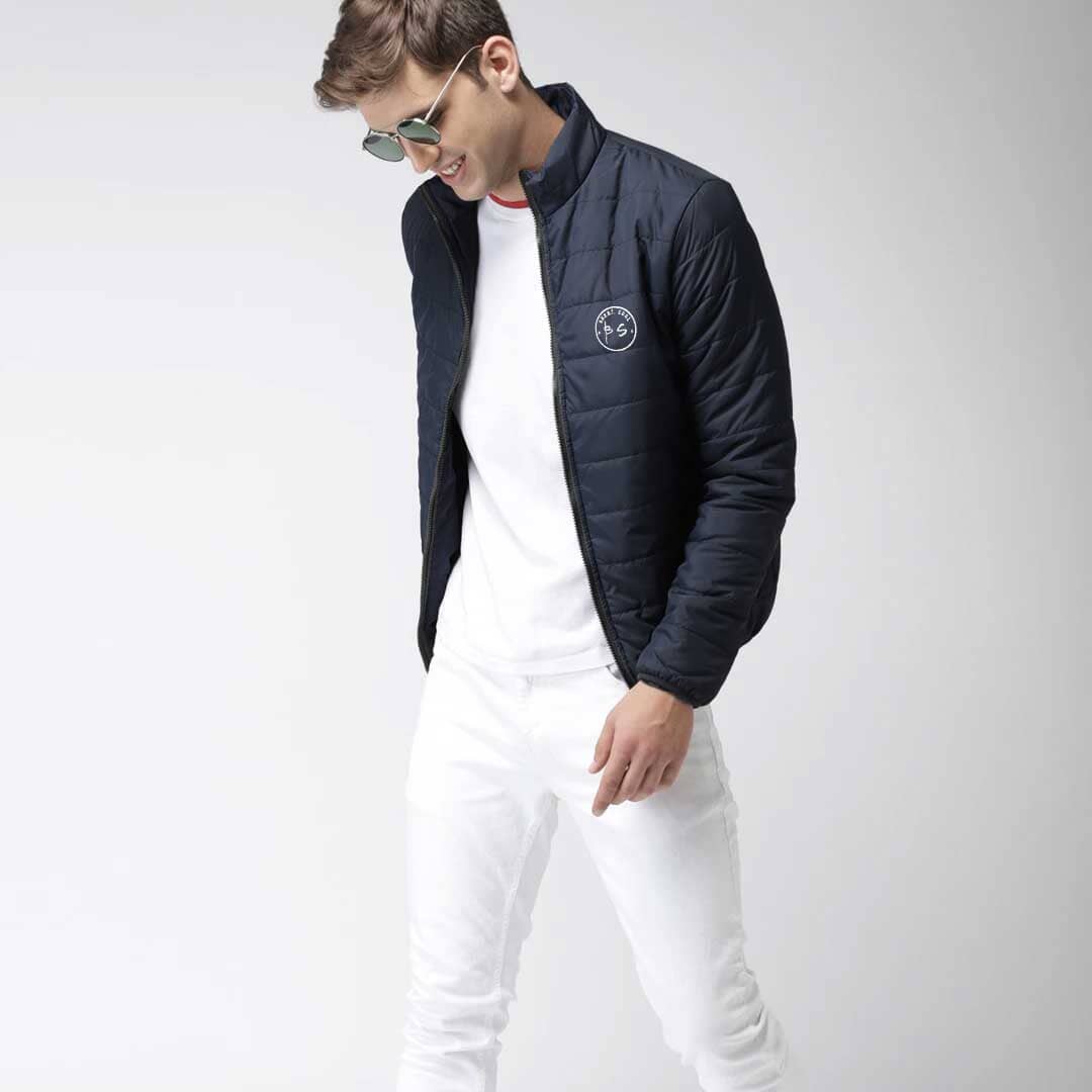 Burnt Soul Men's Logo Embroidered Minor Fault Puffer Jacket Men's Jacket IBT Navy S 