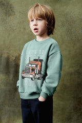Kiki & Koko Boy's Let's Do Some Work Printed Fleece Sweat Shirt