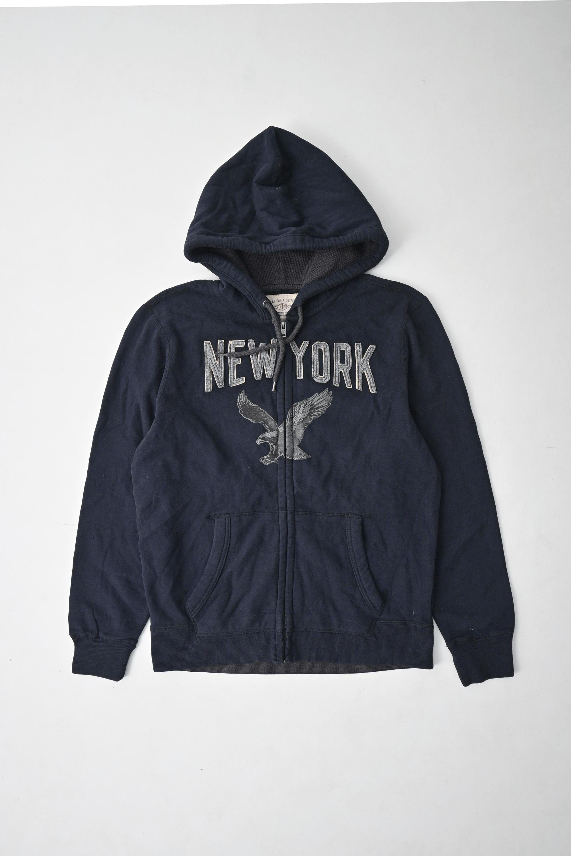 Men's Eagle Printed Fleece Zipper Hoodie Men's Zipper Hoodie ST Navy L 