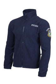 WL Men's Police Embroidered Polar Fleece Minor Fault Zipper Jacket Minor Fault Image Navy XS 