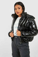 BH Women's High Shine Hooded Crop Jacket