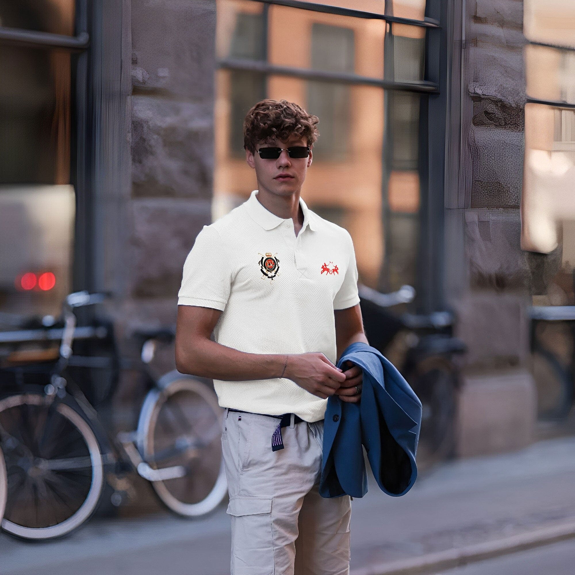 Polo Republica Men's Double Pony & LV Crest Embroidered Polo Shirt Men's Polo Shirt Polo Republica 