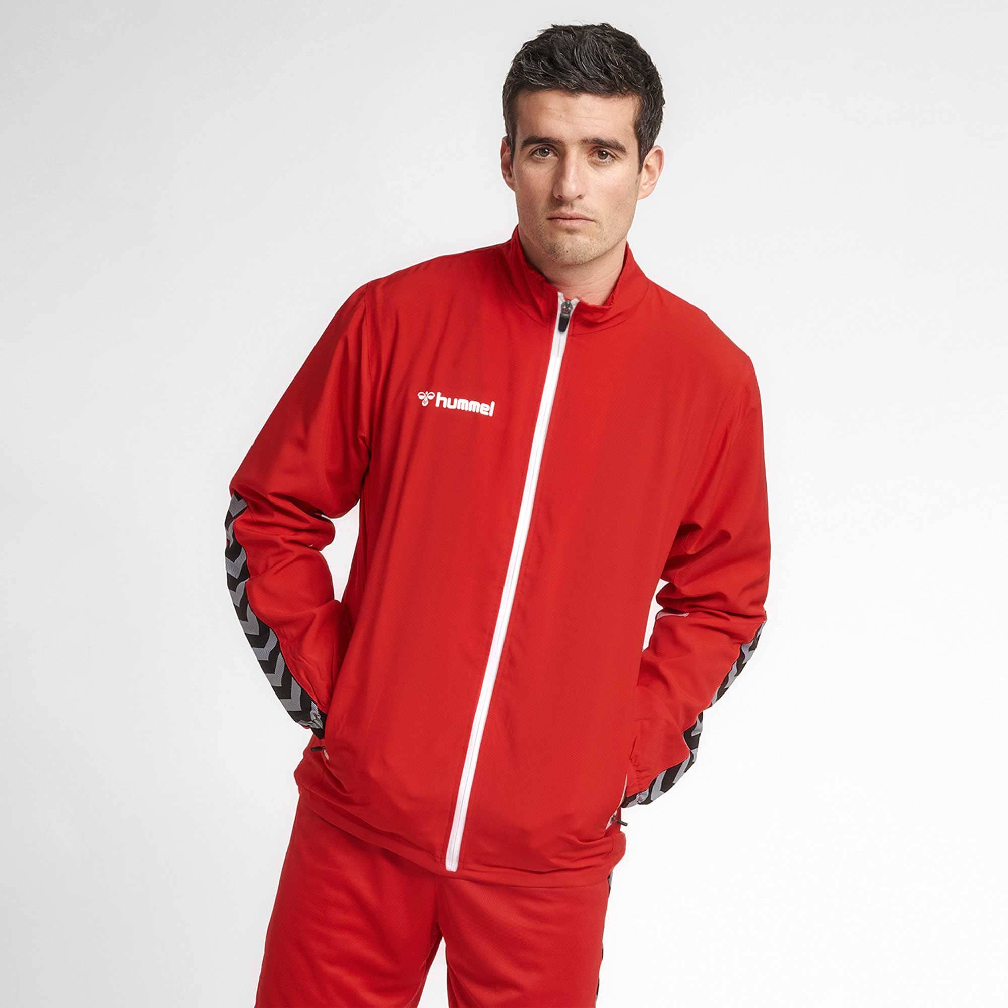 Hummel Men's Arrow Panel Activewear Zipper Jacket Men's Jacket HAS Apparel Red S 