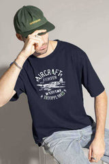 Polo Republica Men's Air Craft Printed Crew Neck Tee Shirt