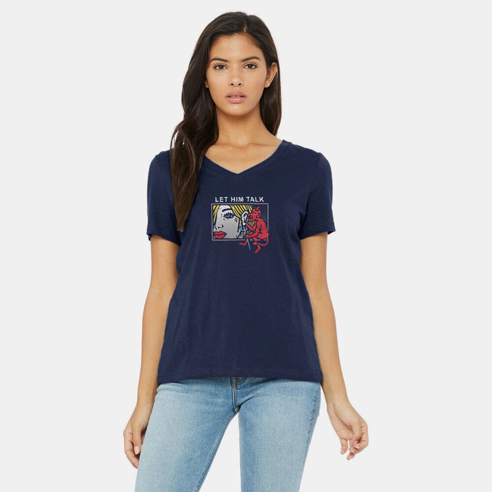 BDY Women Let Him Talk Printed V- Neck Tee Shirt Women's Tee Shirt Image 