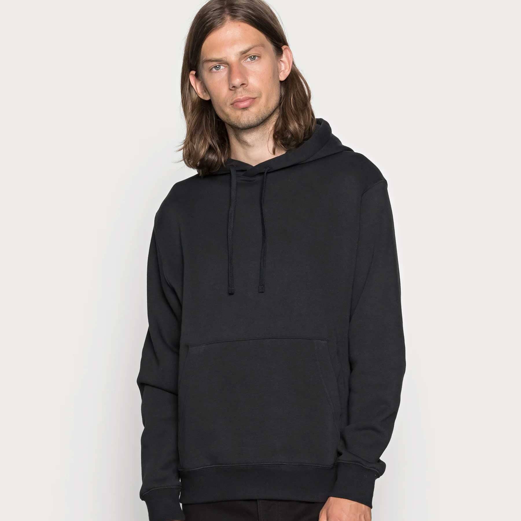 Grenoble Men's Solid Design Minor Fault Pullover Fleece Hoodie Men's Pullover Hoodie Image Black XS 