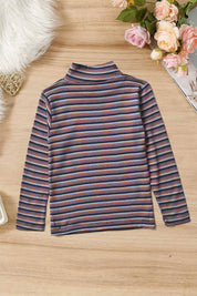Kid's Striped Mock Neck Tee Shirt