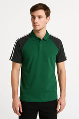 Men's Contrast Striped Raglan Sleeve Polo Shirt