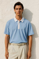 Polo Republica Men's Contrast Collar Oversized Polo Shirt
