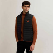 The Burnt Soul Men's Bristol Embroidered Sleeveless Puffer Gilet Men's Gilet IBT Black S 