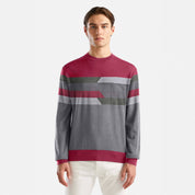 Fashion Men's Contrast Panels Design Sweater Men's Sweat Shirt First Choice Maroon & Charcoal L 