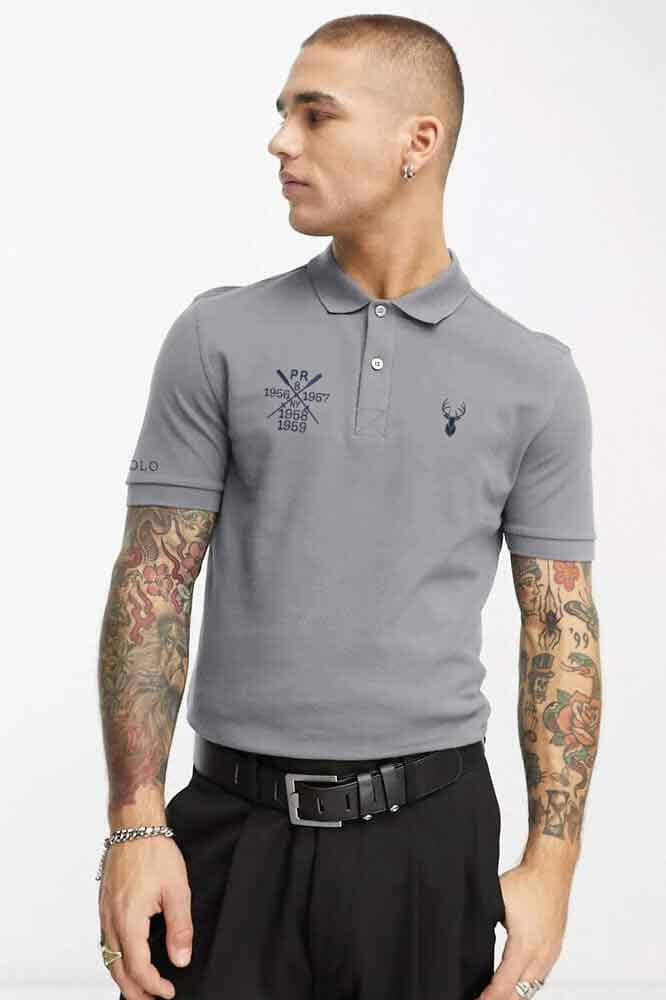 Polo Republica Men's Deer & PR Mallets Embroidered Short Sleeve Polo Shirt
