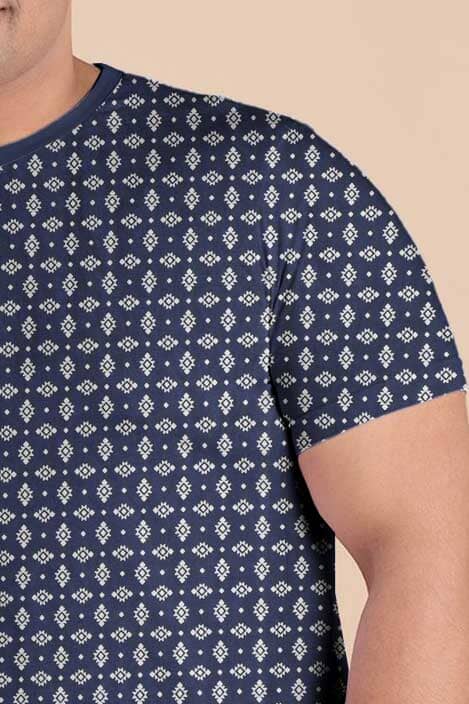 Big Sizes Men's Printed Crew Neck Tee Shirt