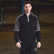 Men's Classic 1/4 Zipper Fleece Minor Fault Sweat Shirt Men's Sweat Shirt Image Black & Graphite XS 