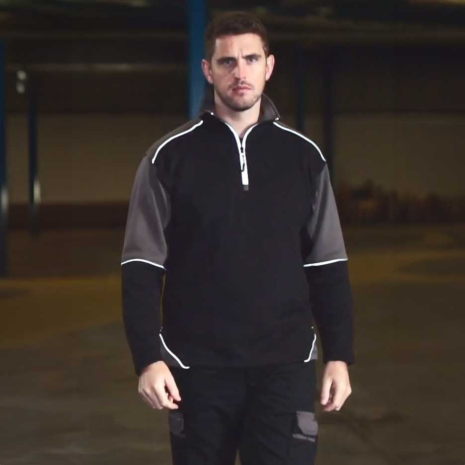 Men's Classic 1/4 Zipper Fleece Minor Fault Sweat Shirt Men's Sweat Shirt Image Black & Graphite XS 