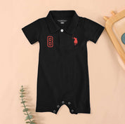 Polo Republica Signature Pony & 8 Printed Short Sleeve Baby Romper Romper Polo Republica Black 0-3 Months 
