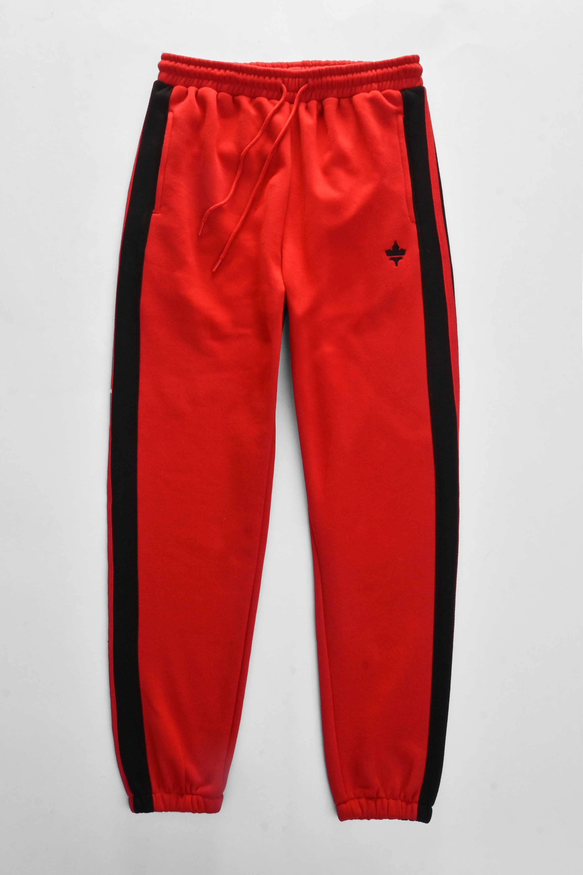 Polo Republica Men's Contrast Panel Maple Leaf Embroidered Fleece Trousers Men's Trousers Polo Republica 