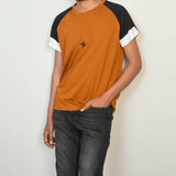 Men's Raglan Sleeve Logo Embroidered Tee Shirt