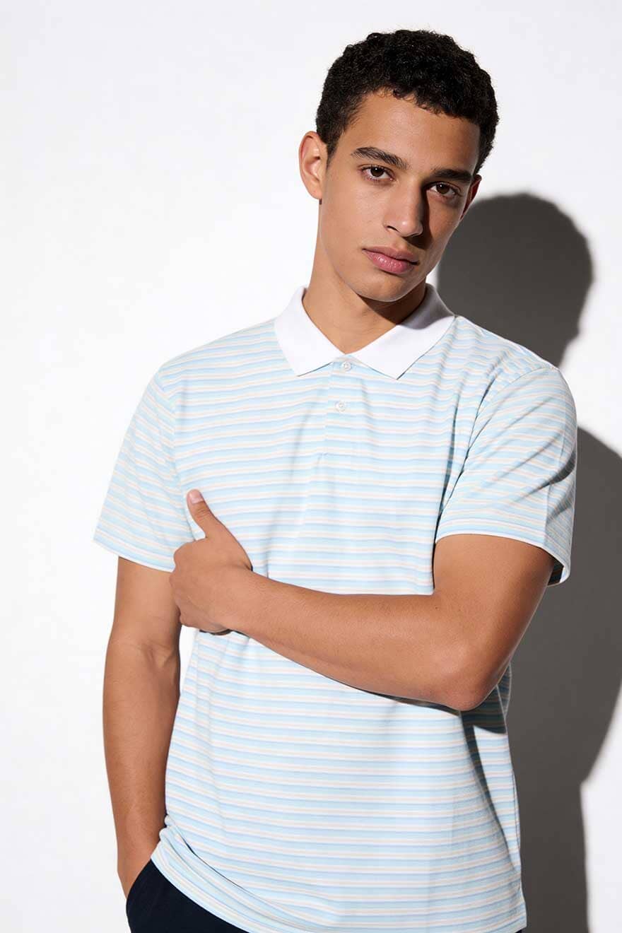 Eternity Premium Men's Contrast Collar Striped Polo Shirt