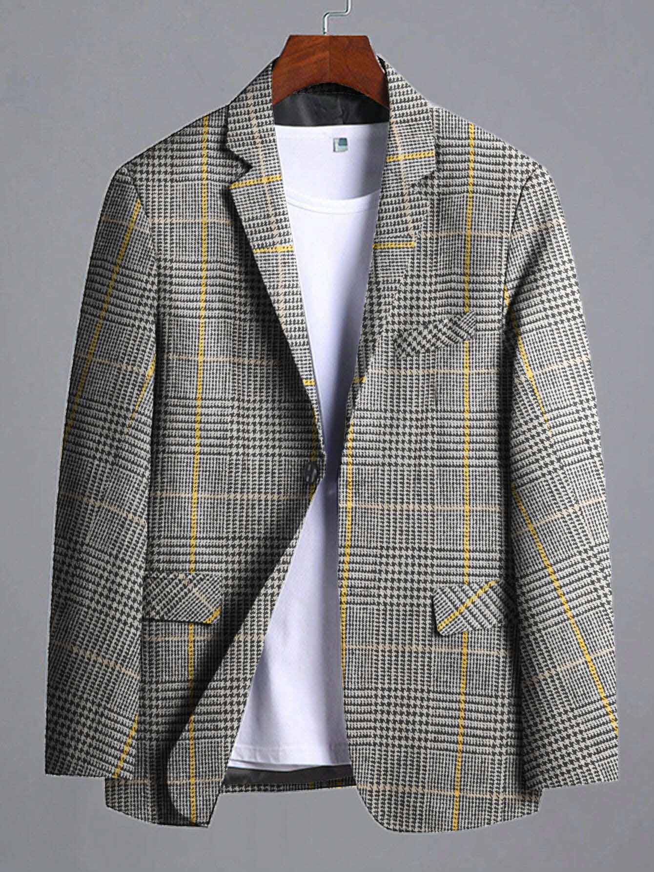 Fashion Men's Gingham Style Winter Blazer Men's Coat First Choice 