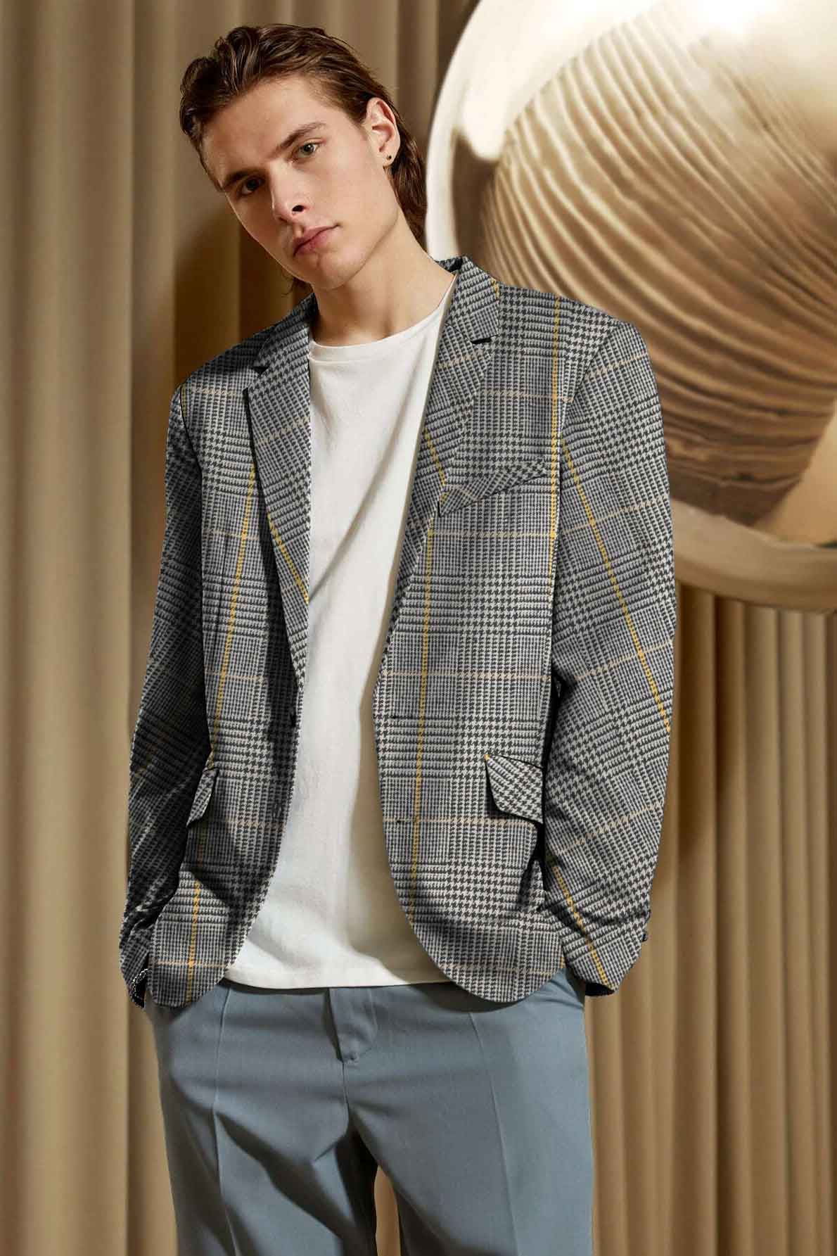 Fashion Men's Gingham Style Winter Blazer Men's Coat First Choice 