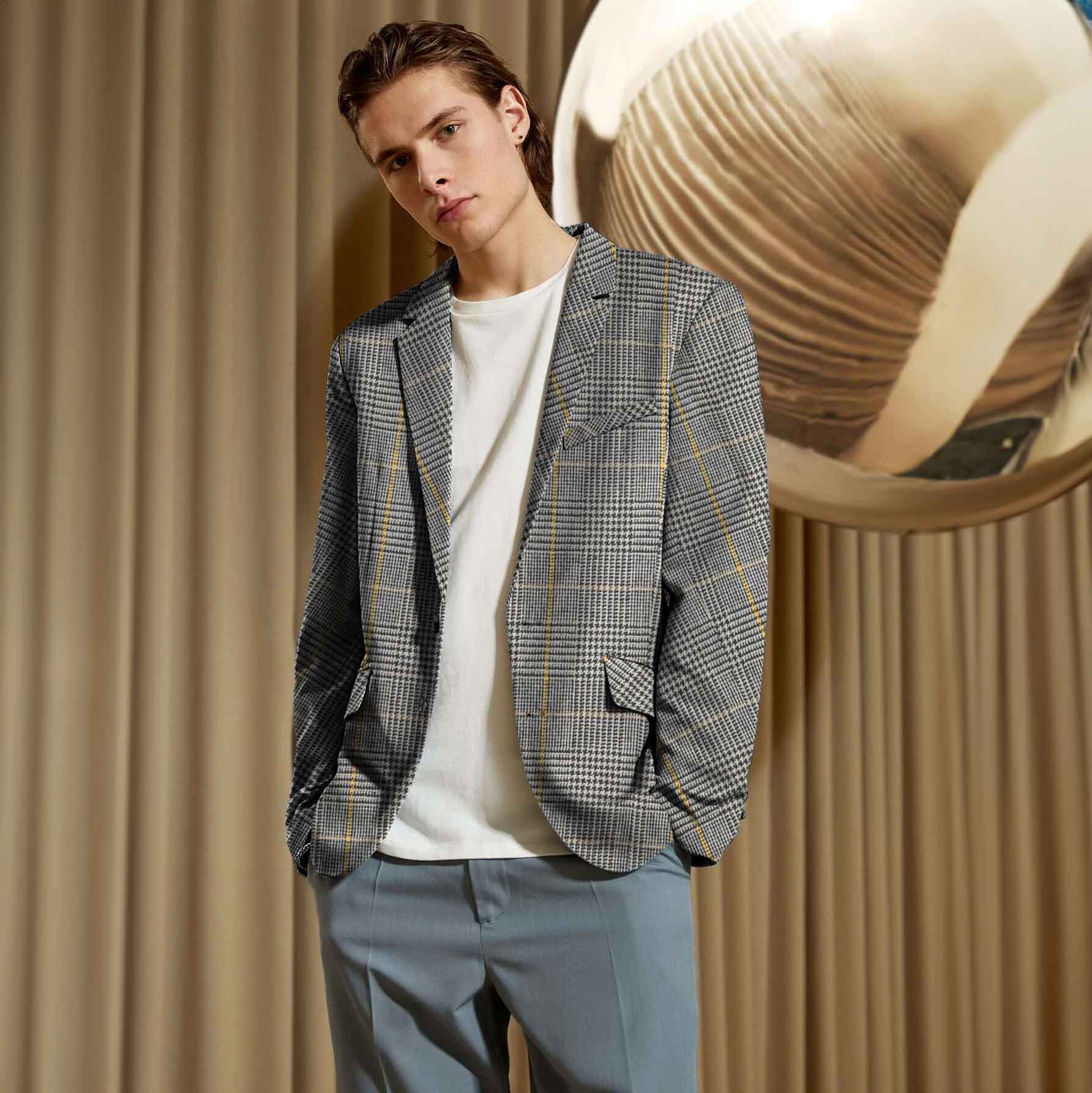 Fashion Men's Gingham Style Winter Blazer Men's Coat First Choice D2 M 