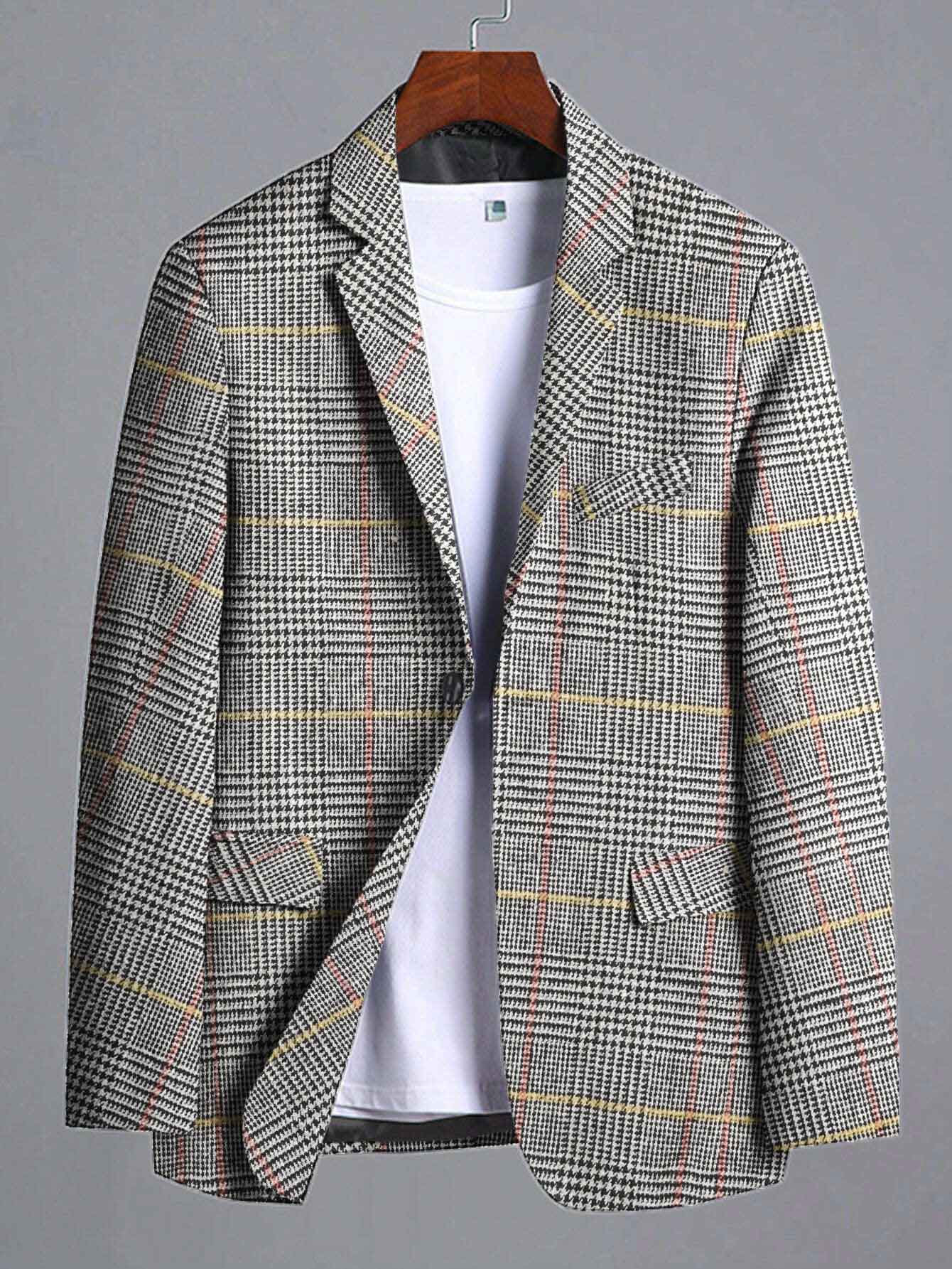 Fashion Men's Gingham Style Winter Blazer Men's Coat First Choice 