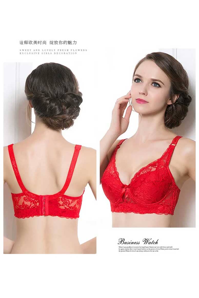 Women's Full Lace Thin Cotton Large Cup Adjustable Bra