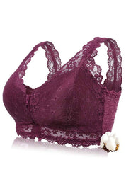 Women's Front Zipper Lace Design Removable Padded Bra & Pantie Set