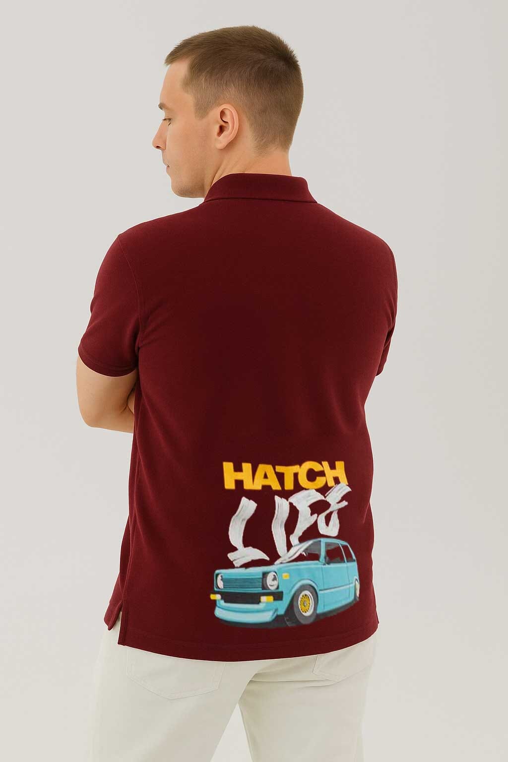 Polo Republica Men's PakWheels Hatch Life Printed Short Sleeve Polo Shirt
