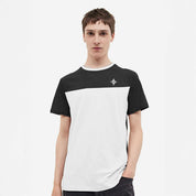 Dongtan Men's Contrast Panel Style Crew Neck Tee Shirt Men's Tee Shirt IBT Black & White S 