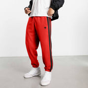 Polo Republica Men's Contrast Panel Maple Leaf Embroidered Fleece Trousers Men's Trousers Polo Republica Red & Black S 