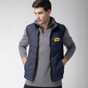 Burnt Soul Men's Hey Embroidered Body Warmer Puffer Gilet Men's Gilet IBT Navy S 