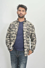 Men's Camo Printed Chest Pocket Design Long Sleeves Casual Shirt