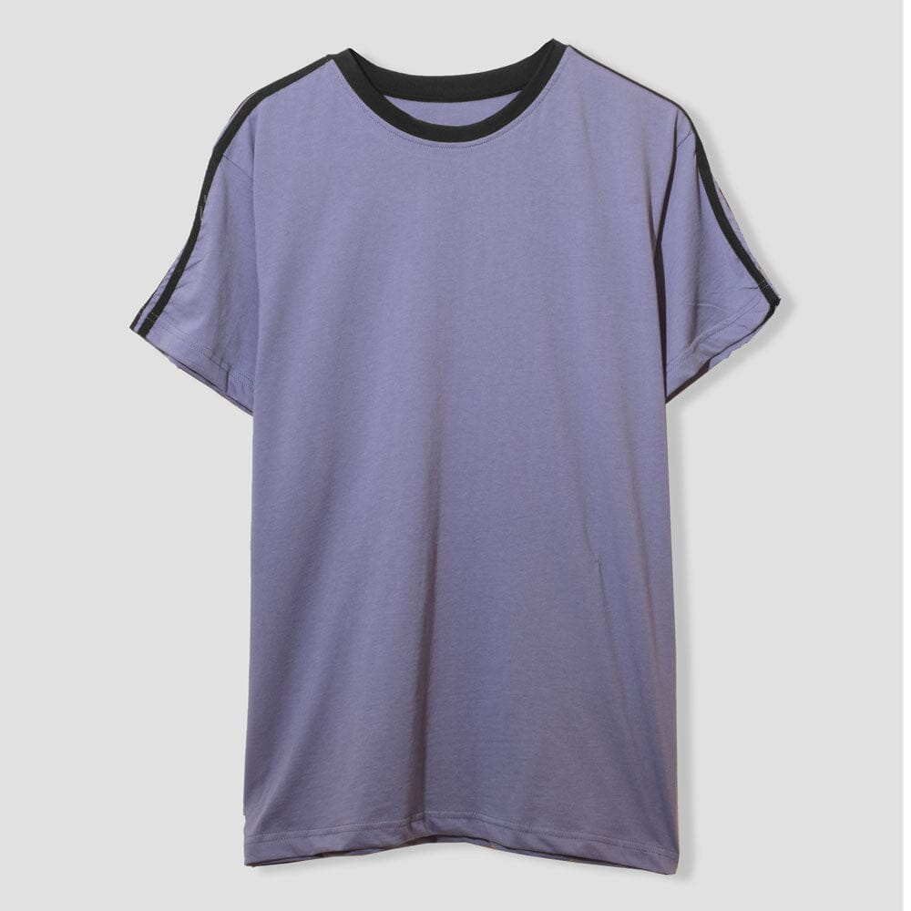Polo Republica Men's Shoulder Stripes Crew Neck Tee Shirt Men's Tee Shirt Polo Republica Stone Grey S 