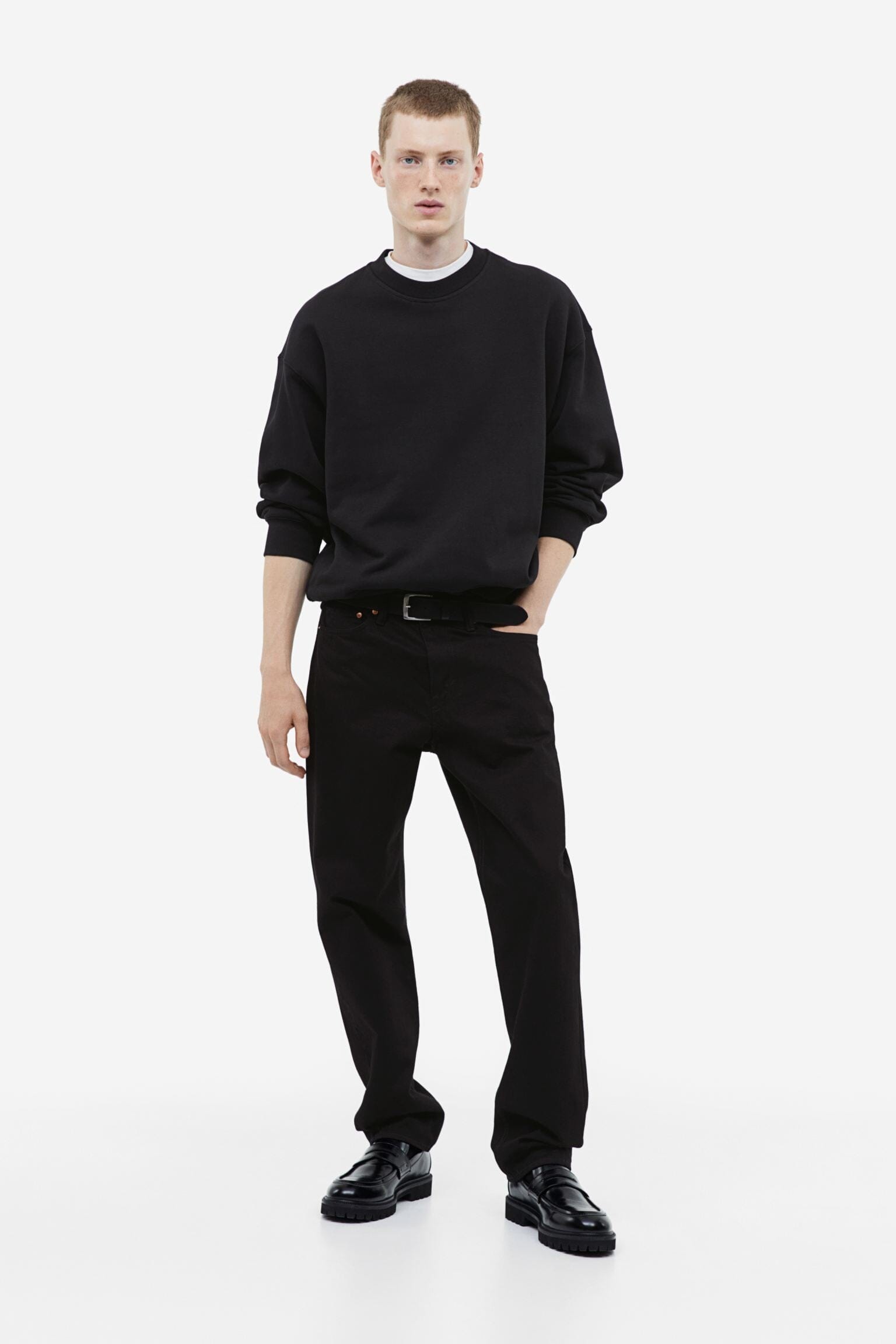 Men's Solid Design Crew Neck Minor Fault Sweat Shirt Men's Sweat Shirt image 