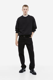 Men's Solid Design Crew Neck Minor Fault Sweat Shirt Men's Sweat Shirt image 