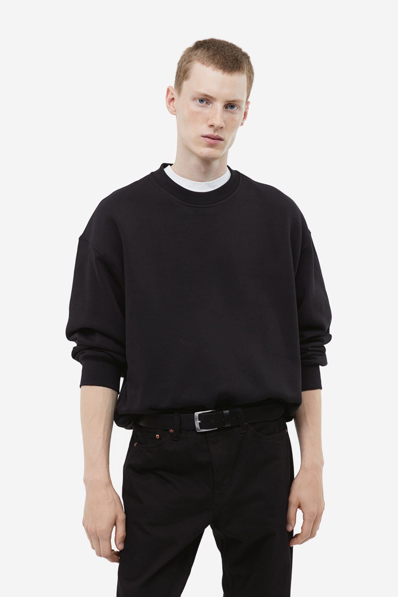 Men's Solid Design Crew Neck Minor Fault Sweat Shirt Men's Sweat Shirt image 