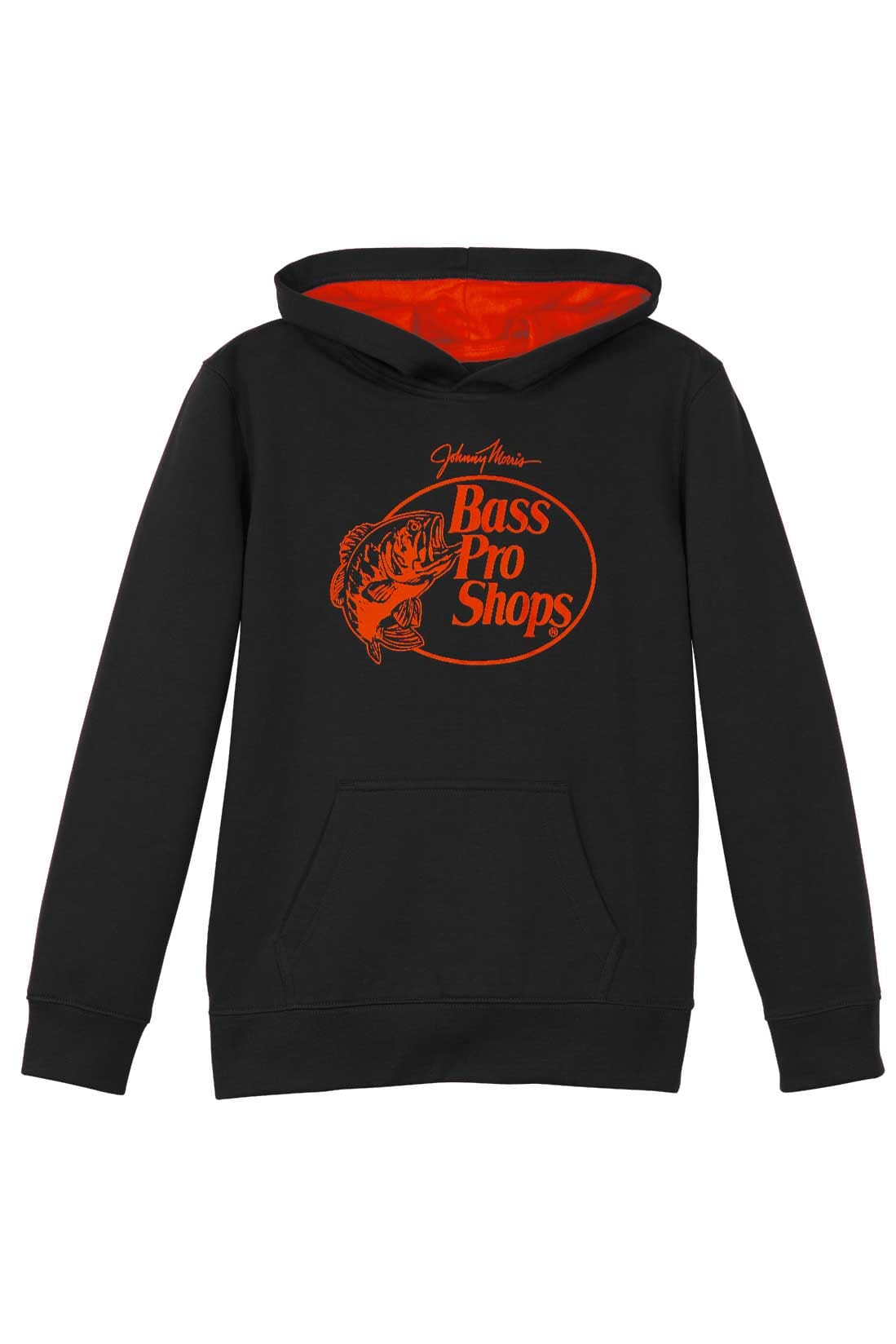 Bass Pro Kid's Long Sleeve Fleece Hoodie Boy's Pullover Hoodie SRK Black & Red 7-8 Years 