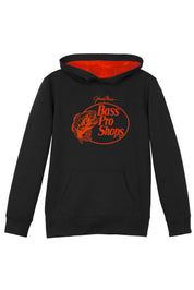Bass Pro Kid's Long Sleeve Fleece Hoodie Boy's Pullover Hoodie SRK Black & Red 7-8 Years 